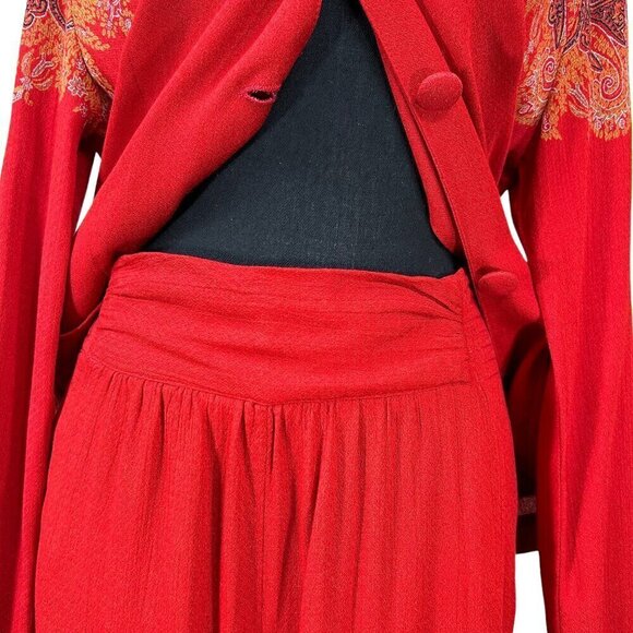 Carole Little Vintage Novelty Gauzy Red Pantsuit Size 6 - Picture 7 of 10
